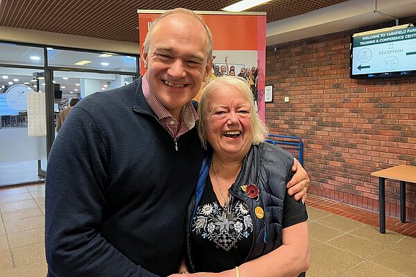 Cllr Fran Oborksi OBE with Ed Davey Leader of the Liberal Democrats