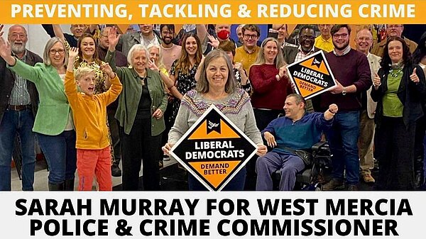 Cllr Sarah Murray chosen as candidate for West Mercia Police and Crime Commissioner
